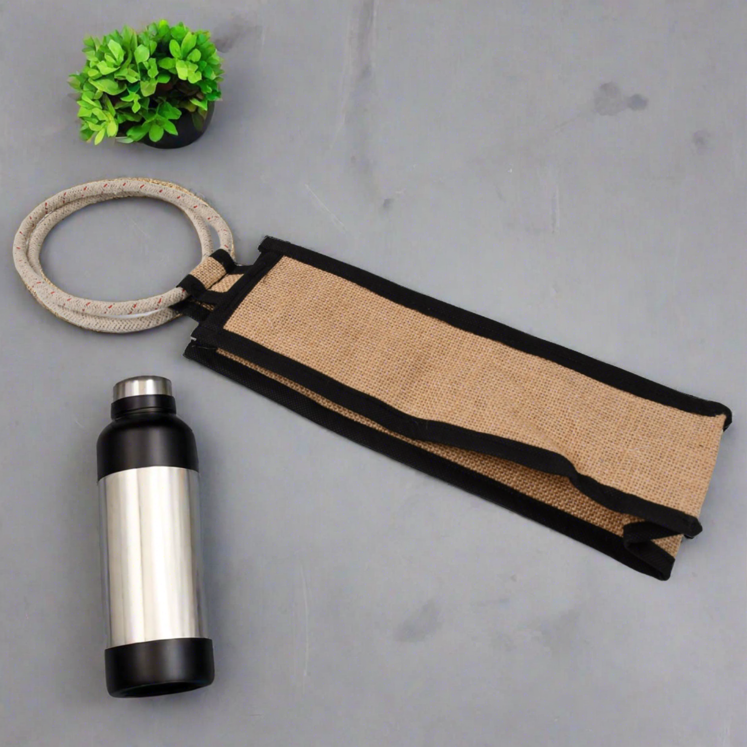 13026 Jute Water Bottle Bag, Wine Bottle Gift Bag / Bottle Carry Bag / Water Bottle Cover Reusable and Eco-friendly And Handle for men & women for Office, Gift Bag (1 Pc) 13026 Jute Water Bottle Bag, Wine Bottle Gift Bag / Bottle Carry Bag / Water Bottle Cover Reusable and Eco-friendly And Handle for men & women for Office, Gift Bag (1 Pc)